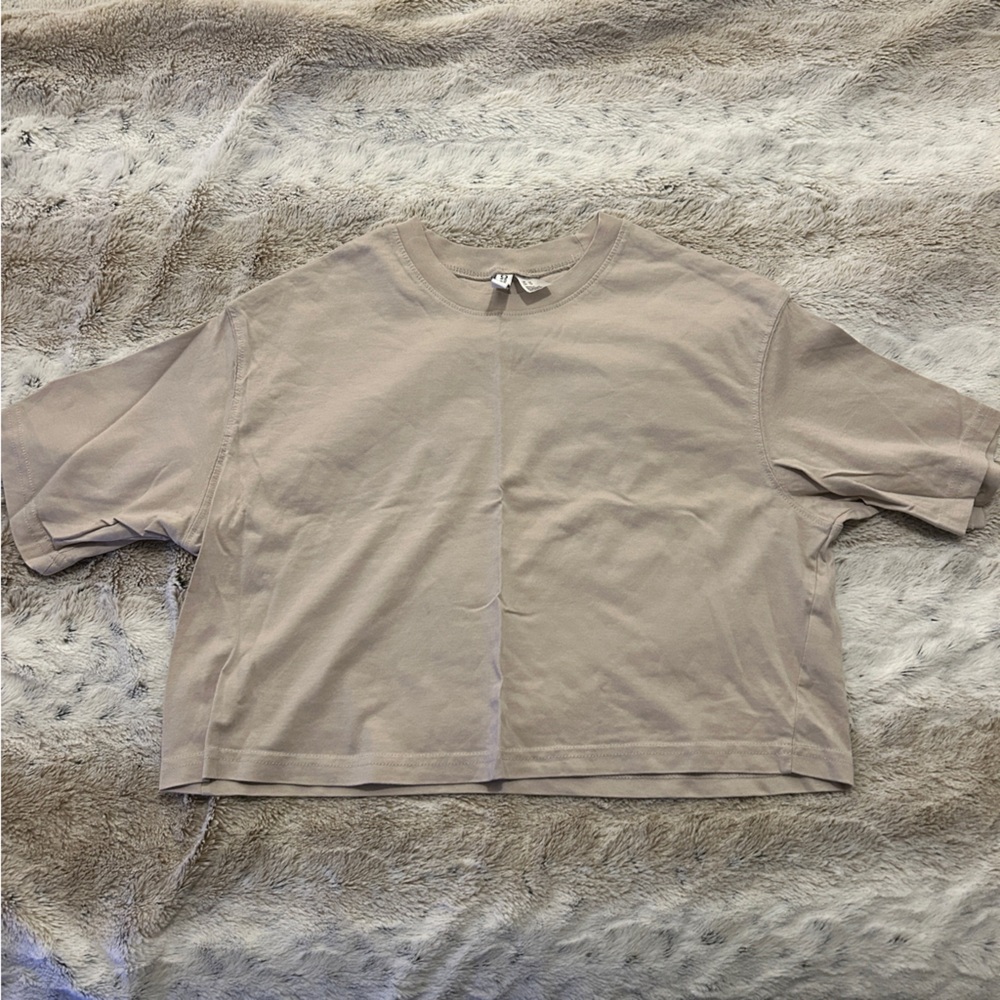 H&M Light Beige Cropped Boxy Tee